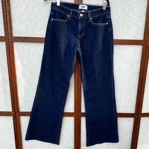 PAIGE Women's Dark Blue Wide Leg Raw Hem Jeans NWOT - 26